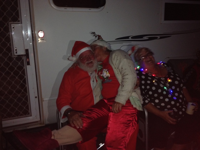 Glenys getting naughty with Santa (Bert)
